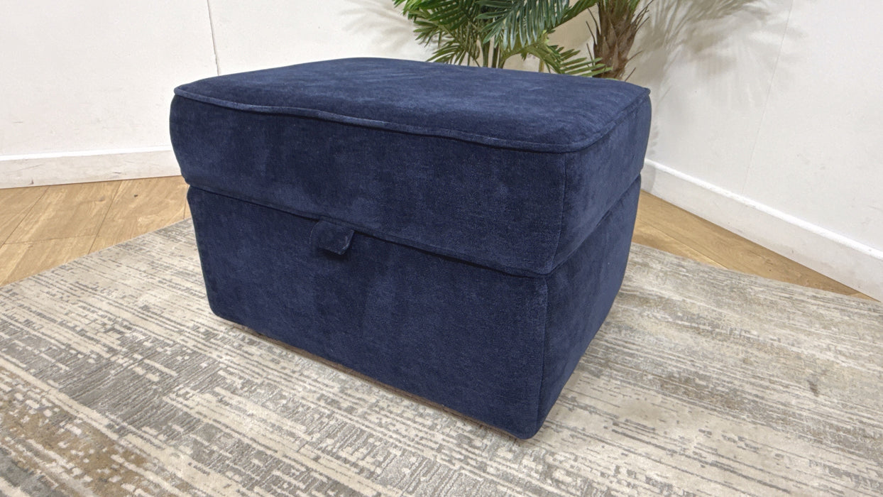 Sofology Mayfair Fabric Storage Footstool in Soft Chenille Navy All Over