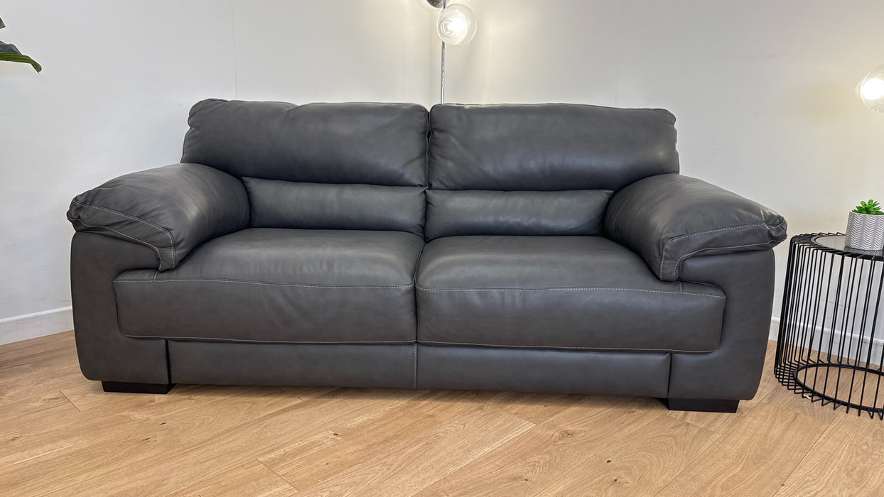 Santino 2 Seat - Leather Sofa - Caruso Slate