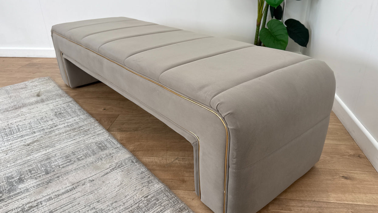 Sofology The Oscar Fabric Footstool in Matt Velvet Pebble