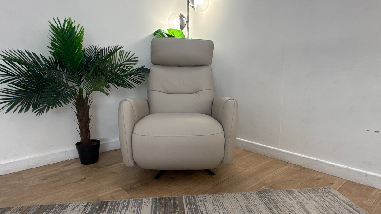 Sofology Monroe Leather Chair Power Recliner in Trusty Matt Stone