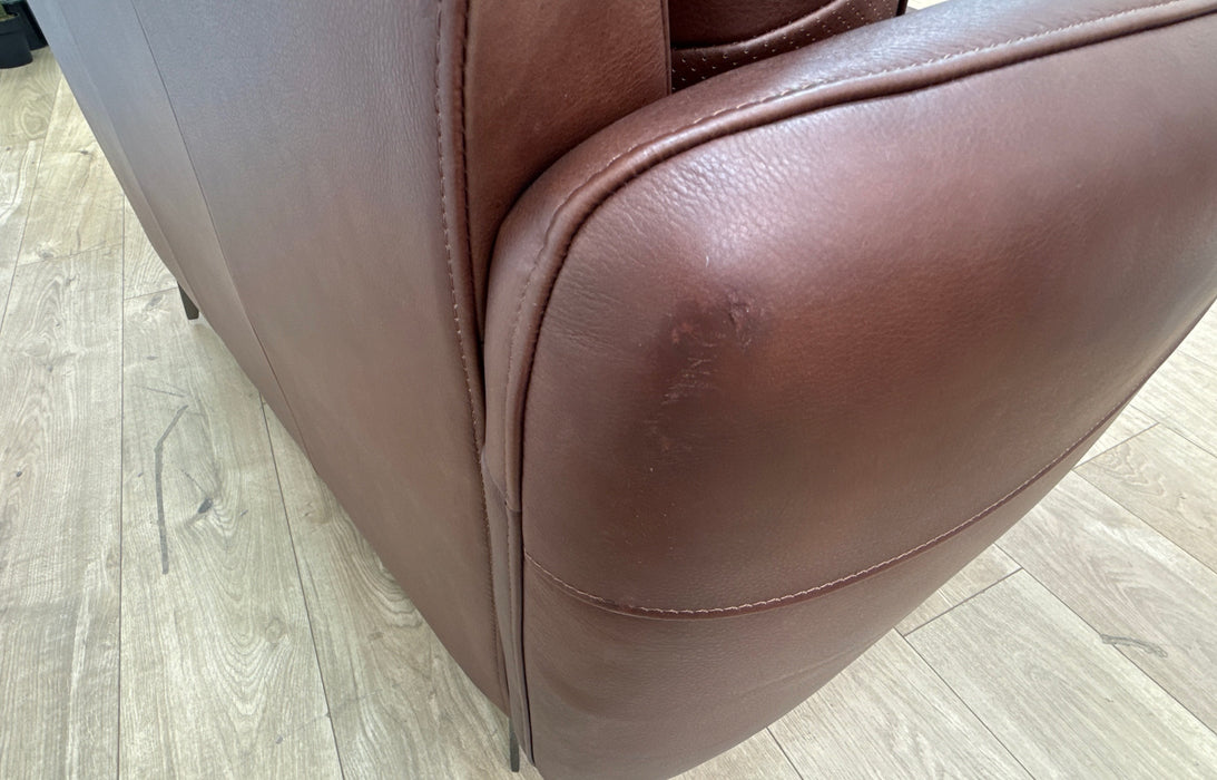 Sofology Adler Leather 4 Seater Asymmetric in Relaxed Soft Brown