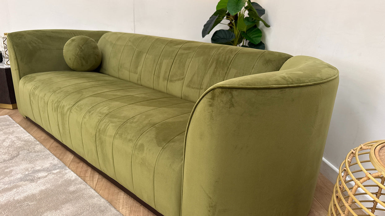 Sofology The Fitzrovia Fabric 4 Seater in Matt Velvet Olive Mix With Trim