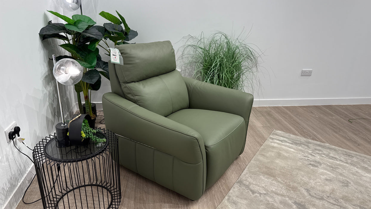 Sofology Elara Power Recliner Chair With Head rest, Heated Seat & Speakers In Sage Green