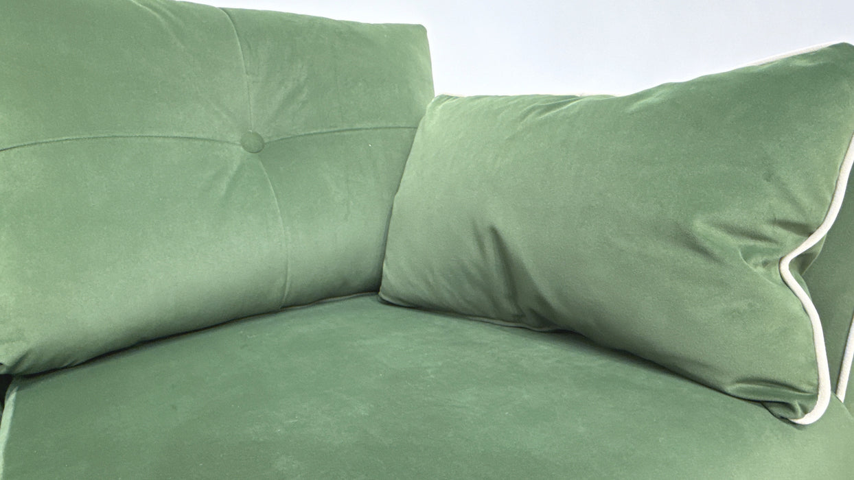 Sofology Remy Fabric 2 Seater in Super Matt Velvet Moss Mix With Cream Contrast Piping