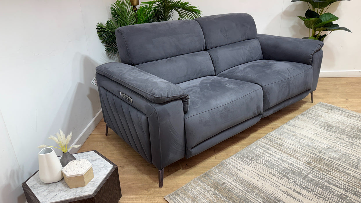 Sofology Fratelli Fabric 2.5 Seater Power Recliner/Headrest in Lifestyle Nubuck Feel Charcoal