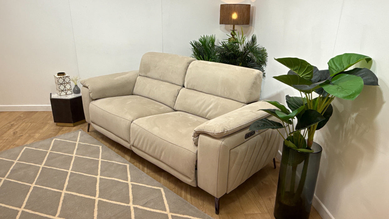 Sofology Fratelli Fabric 2.5 Seater Power Recliner/Headrest in Lifestyle Nubuck Feel Stone