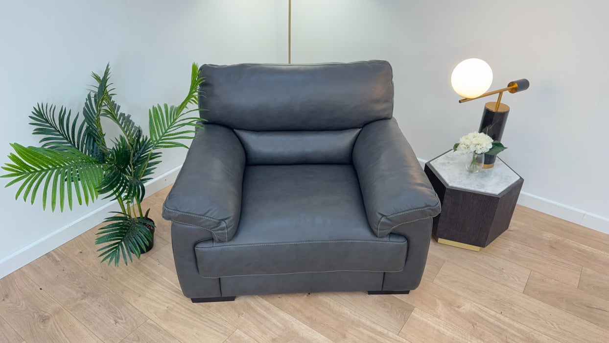 Santino - Leather Chair - Caruso Slate