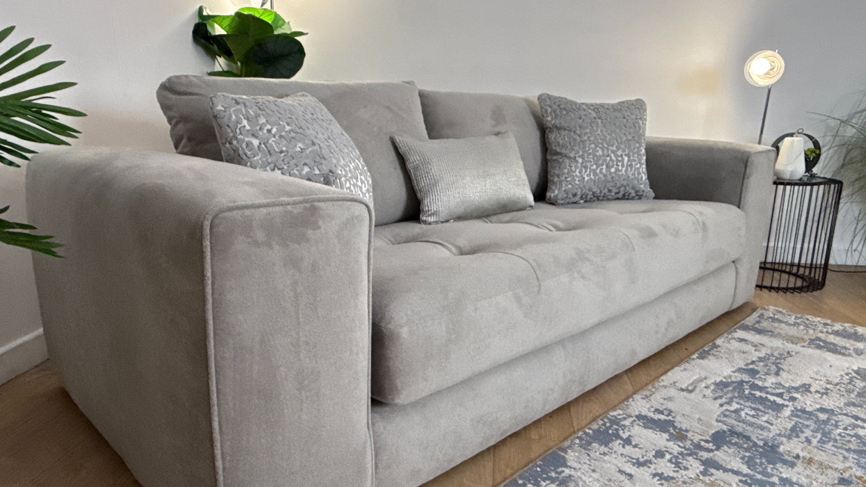 Sofology Ascot Fabric 4 Seater Bench Seat in Soft Sherpa Latte Mix
