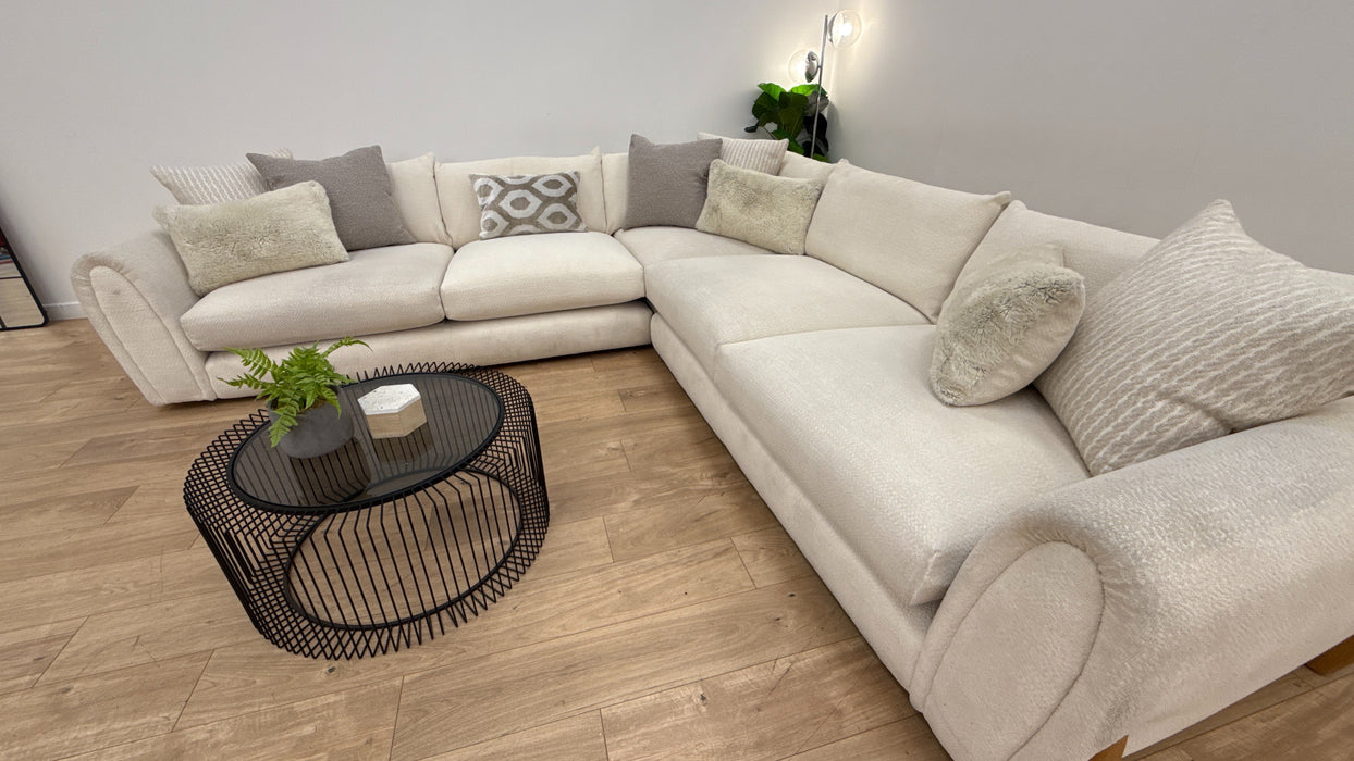 Sofology Marble Arch Fabric 3 Corner 3  in Camden Wood Trim Ecru Mix