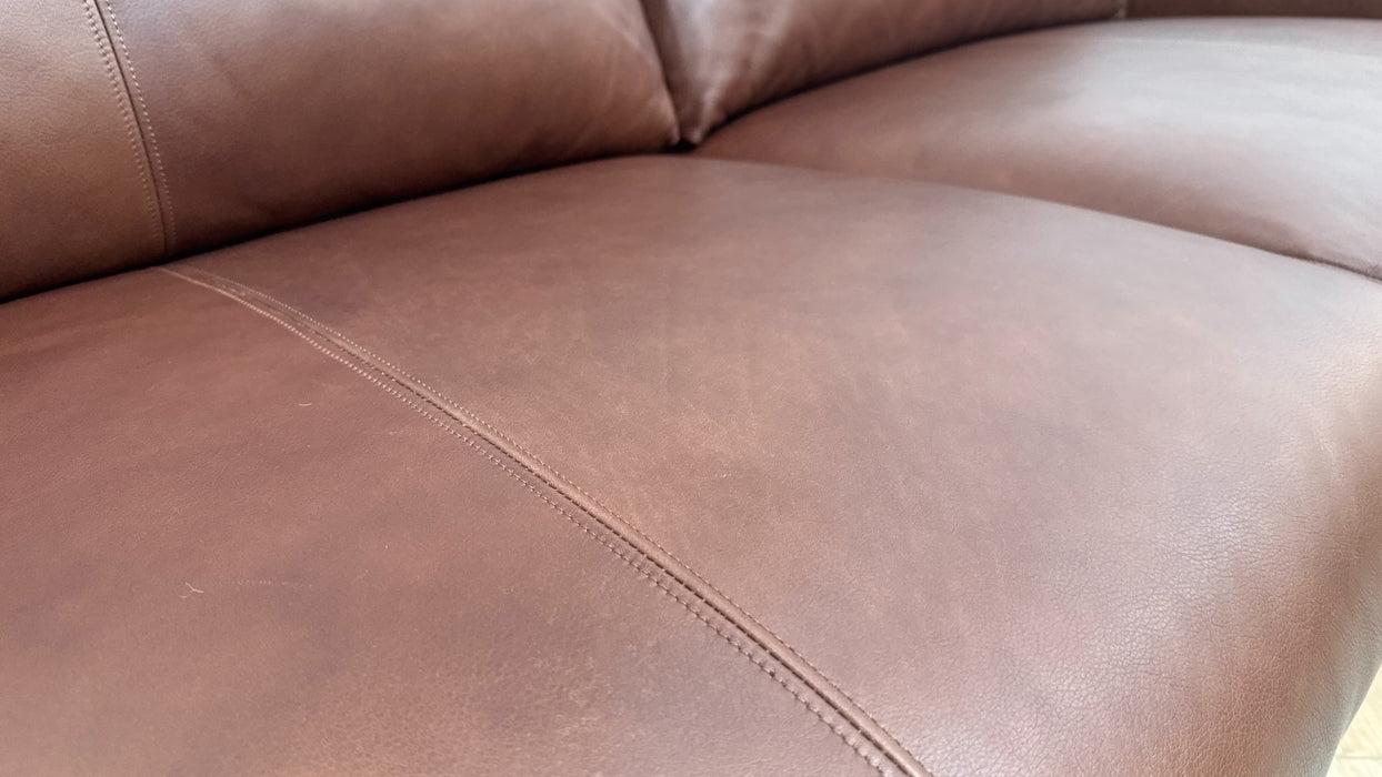 Sofology Adler Leather 3 Seater in Relaxed Soft Brown