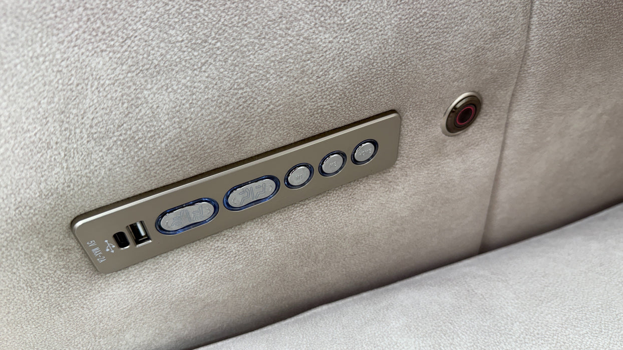 Sofology Kingsbridge Fabric 2.5 Seater Smart Console Power Recliner/Headrest Heated Seats in Lifestyle Flecked Ivory