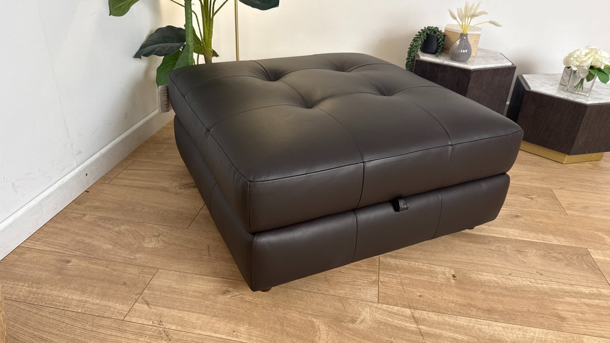 Sofology The Flex Leather Footstool in Trusty Matt Dark Brown