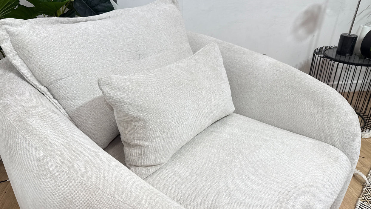 Sofology Portobello Fabric Chair Sprung Seat in Linen Look Chenille Mist