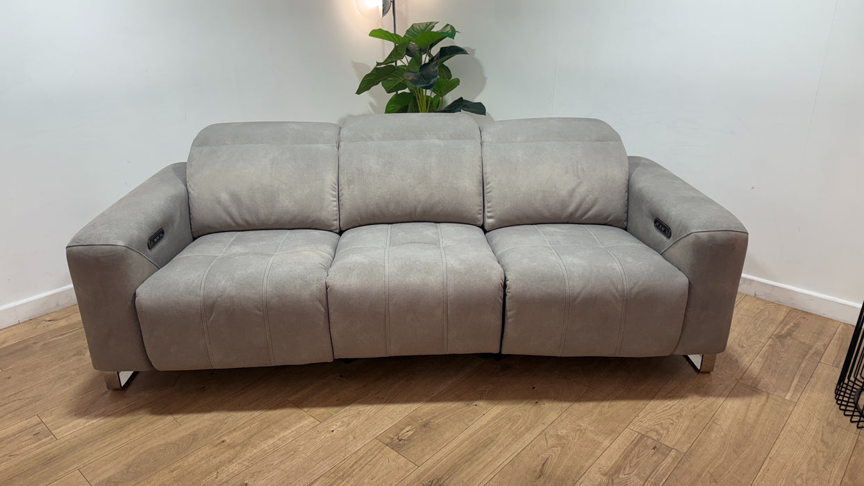Sofology Marvella Fabric 3 Seater Power Recliner/Headrest in Lifestyle Flecked Stone
