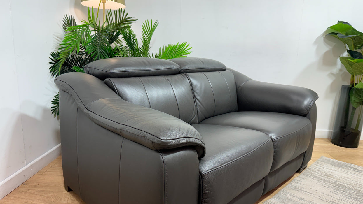 Sofology Carrera Leather 2 Seater in Trusty Embossed Charcoal