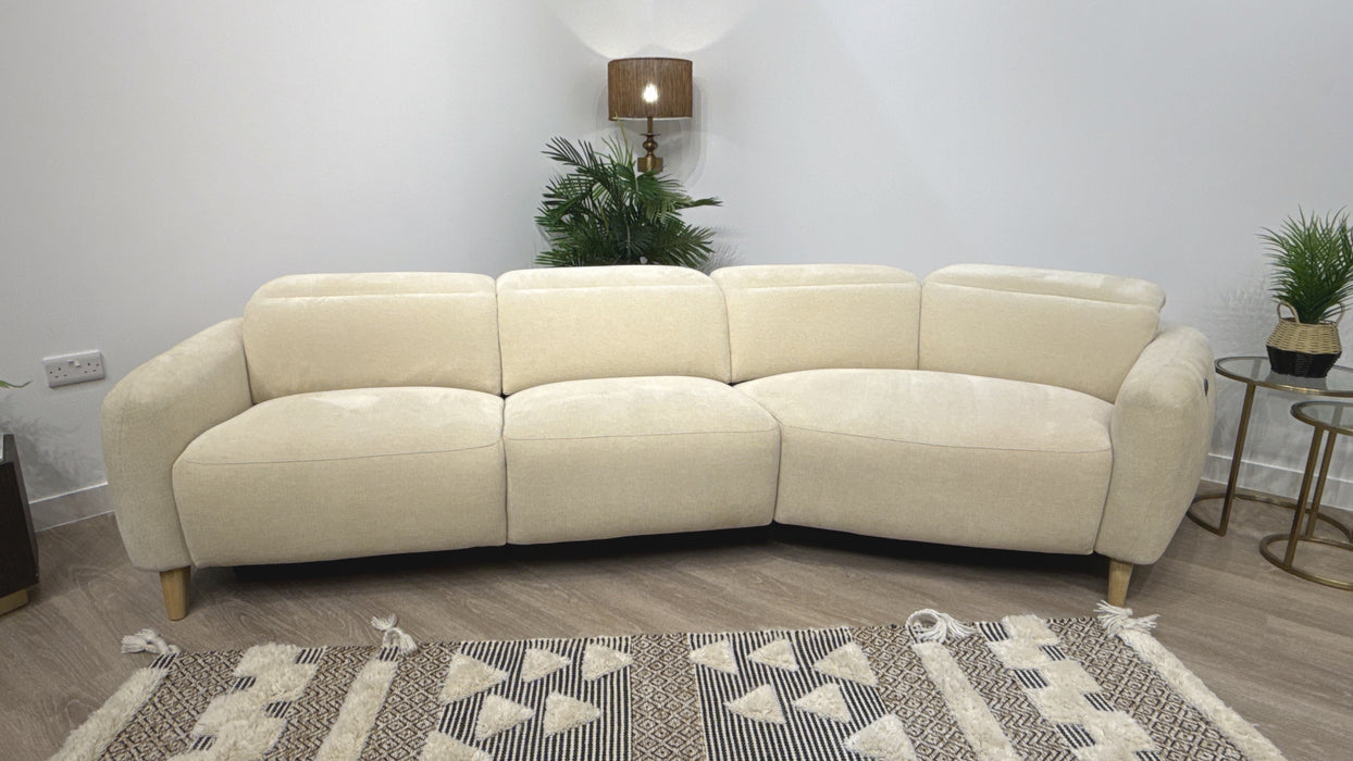 Sofology Larson 4 Seater Asymmetrical Fabric Sofa Single Power Recliner