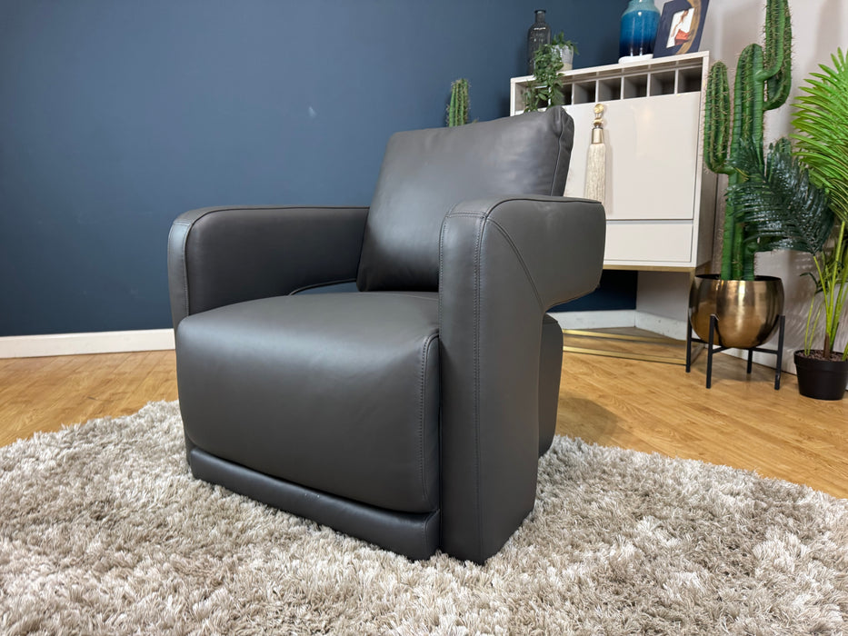 Flex Leather Accent Swivel Chair - Trusty Matt Leather Charcoal (WA2)