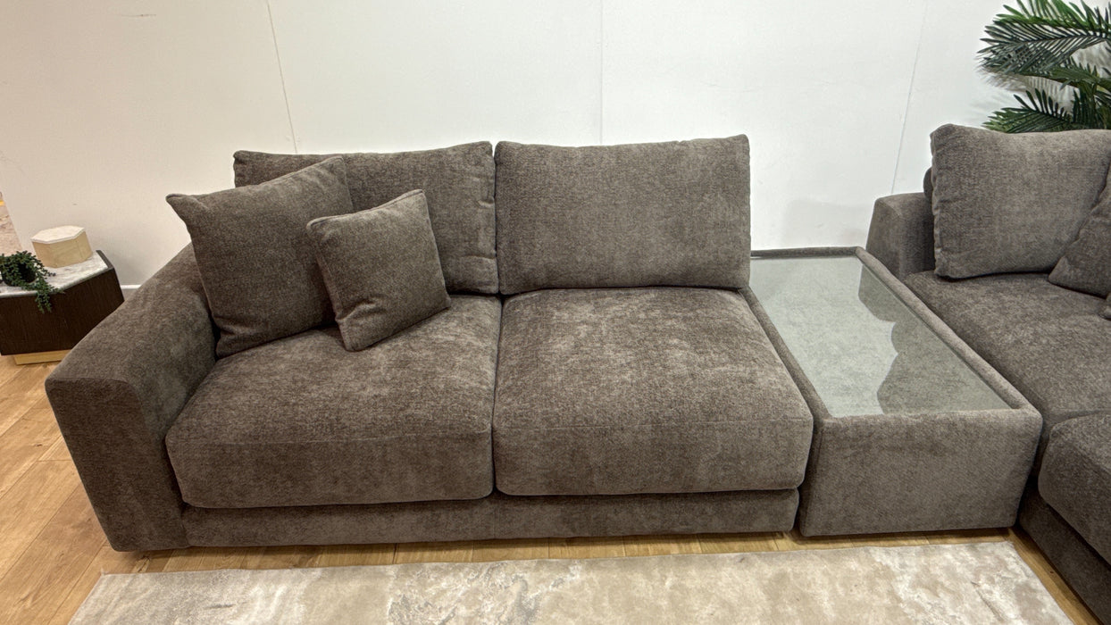 Sofology Amalfi Fabric 2 Console Corner 1 Chaise in Cosy Chenille Mole