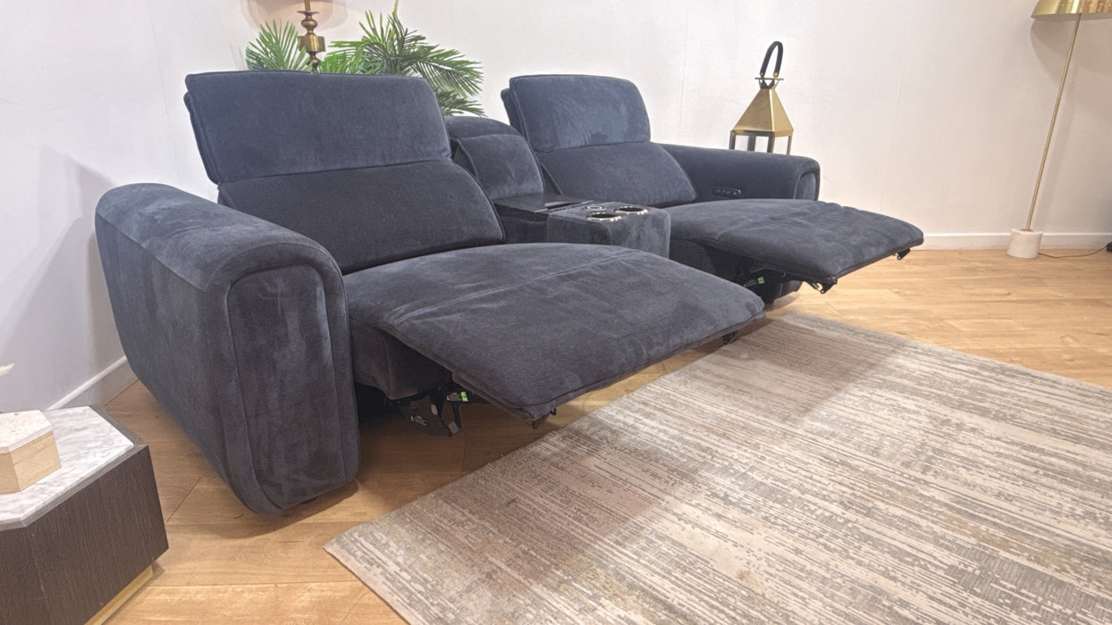 Sofology Premiere Fabric 2.5 Seater Smart Console Power Recliner/Headrest in Relaxed Chenille Ink