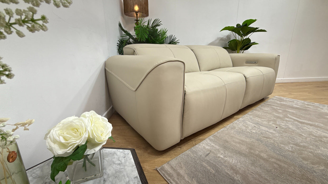Sofology Riviera Leather 2.5 Seater Power Recliner/Headrest in Trusty Super Matt Stone