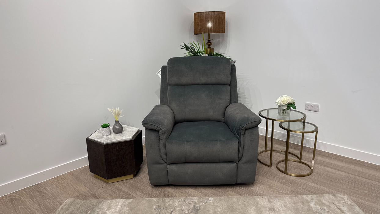 Sofology Bradie Fabric Chair Power Recliner/Headrest in Lifestyle Flecked Mineral Green