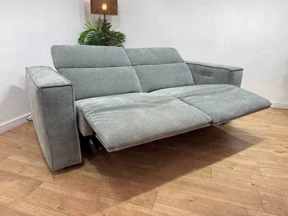 Sofology Horizon Fabric 2.5 Seater Power Recliner/Headrest in Textured Chenille Seafoam