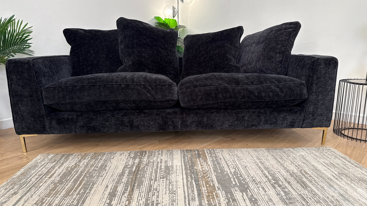 Sofology Rococo Fabric 4 Seater Pillow Back in Verbier Black Mix