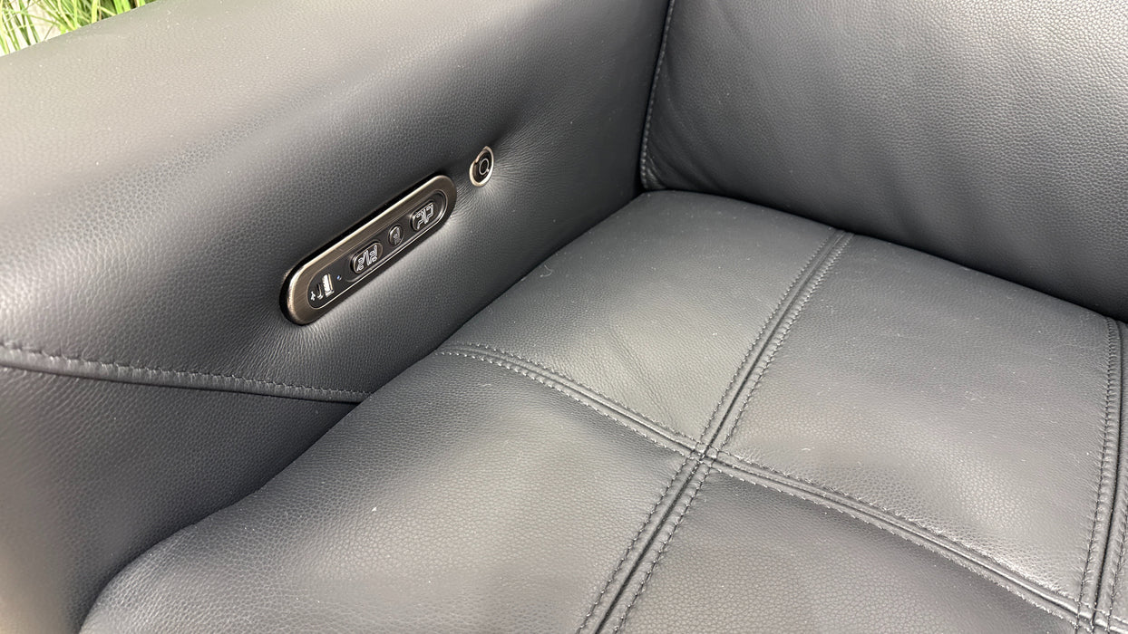 Sofology Marvella Leather 2 Seater Power Recliner in Trusty Sheen Jet Black