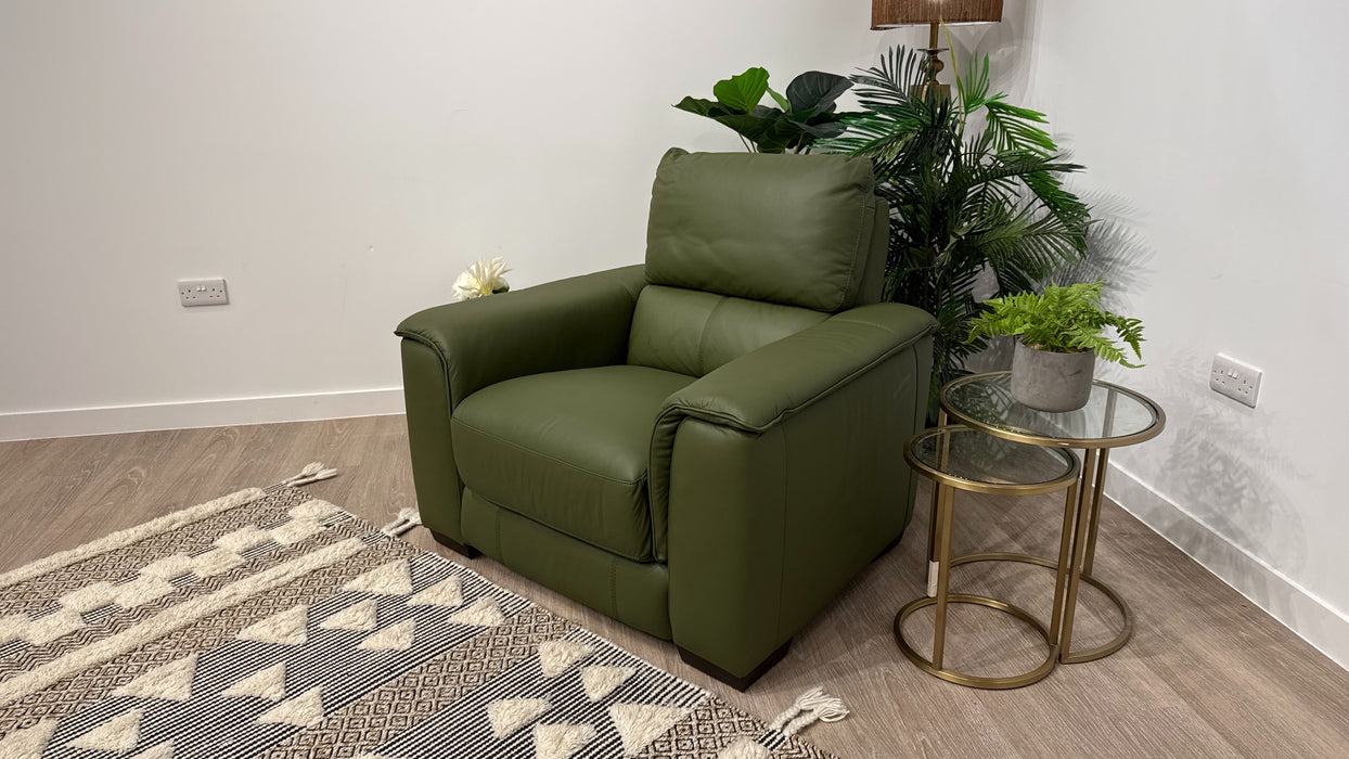 DFS Arwen Leather Power Recliner Chair Borelli in Khaki