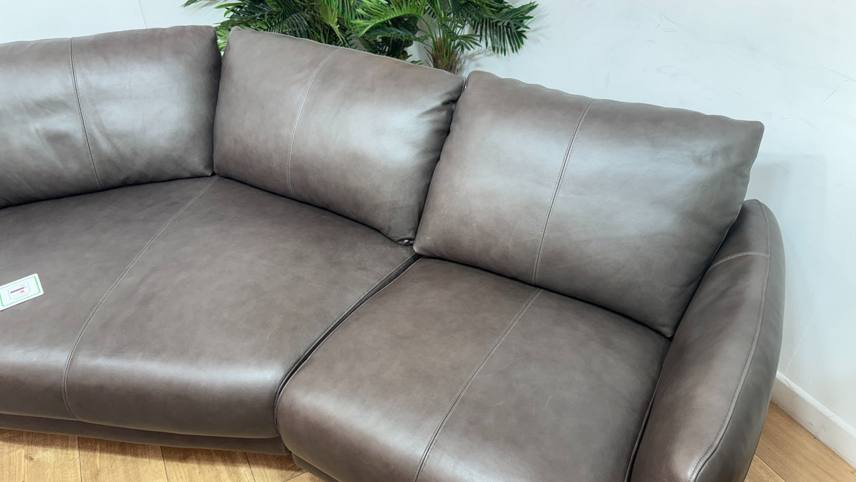 Sofology Adler Leather Asymmetric 3 Seater in Relaxed Soft Black Coffee