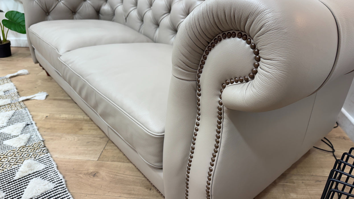 Sofology Darcy Leather 3 Seater with Studs in Trusty Embossed Stone