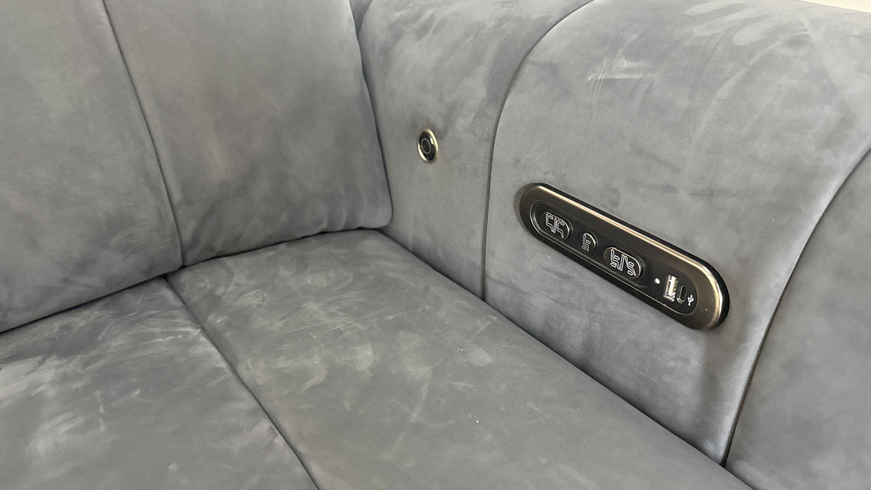 Sofology The Paramount 2.5 Seater Recliner Sofa Console in Nubuck Feel Fabric Charcoal