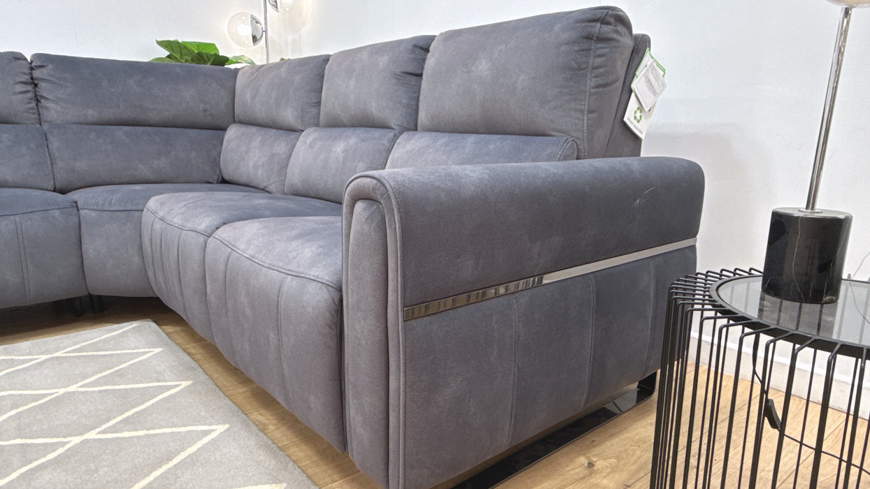 Sofology Ravello Fabric 2 Corner 2 Power Recliner/Headrest in Lifestyle Flecked Charcoal