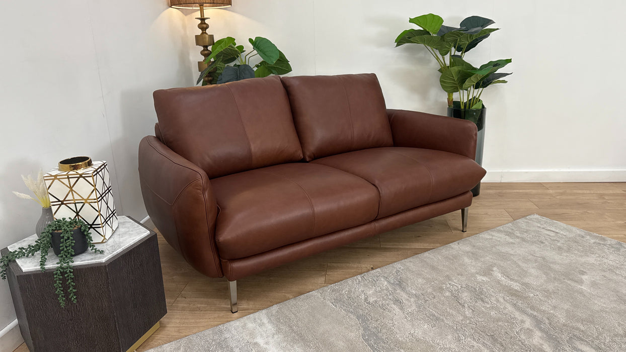 Sofology Adler Leather 2 Seater in Relaxed Soft Brown