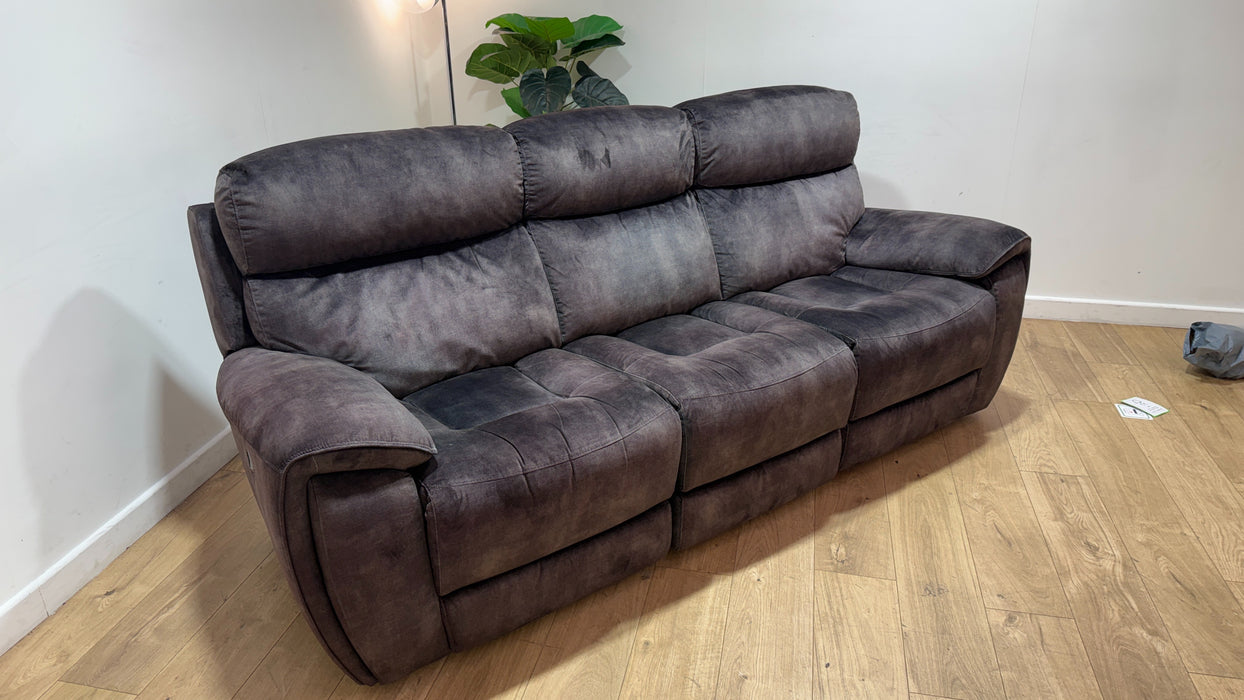 Sofology Radley Fabric 3 Seater Split Triple Power Recliner in Decent Charcoal