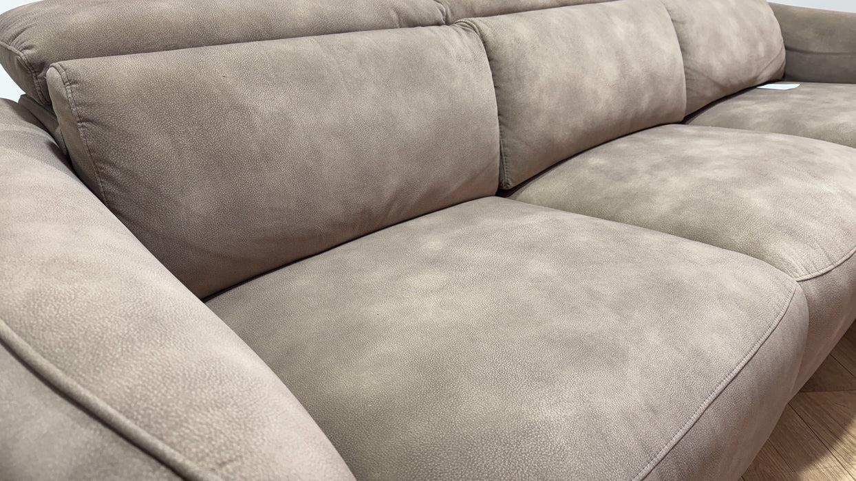 Sofology Serene Fabric 3 Seater Chaise Power Recliner/Headrest in Lifestyle Mottled Latte