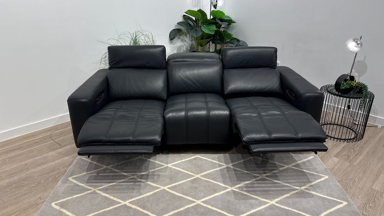 Sofology Marvella Leather 3 Seater in Trusty Sheen Jet Black