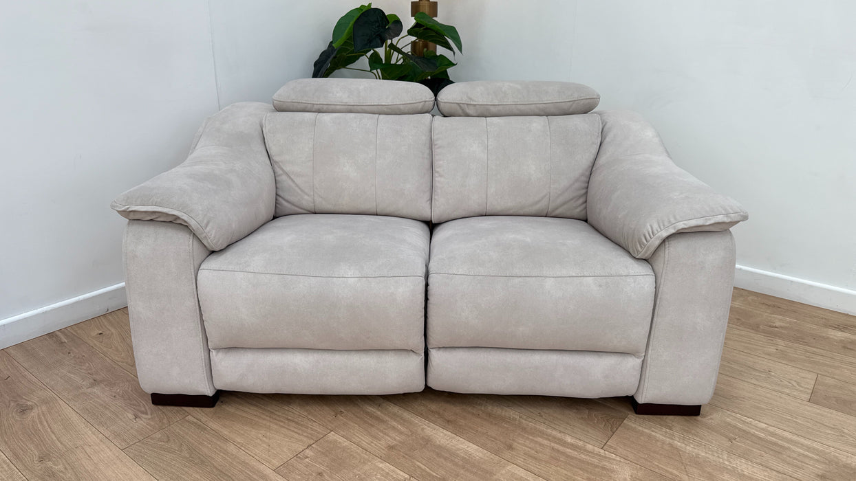 Sofology Carrera Fabric 2 Seater Power Recliner/Headrest in Lifestyle Flecked Ivory