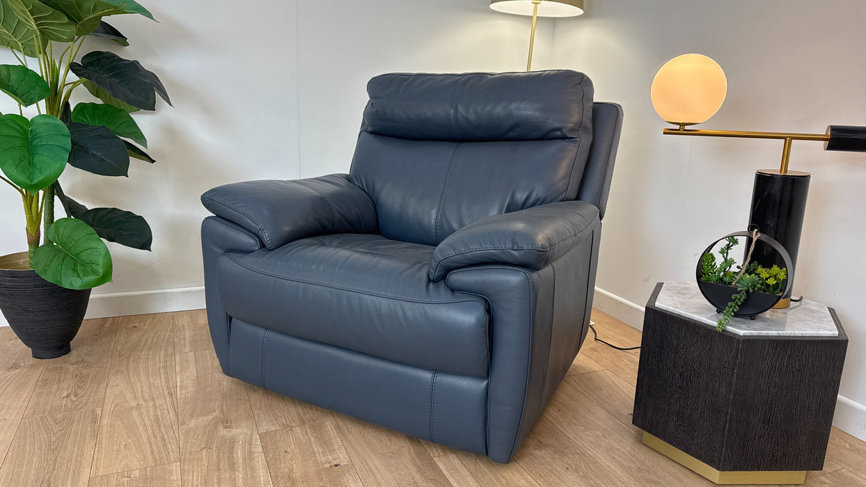 Falcon Chair  - Leather Power Reclining  - Denim Blue