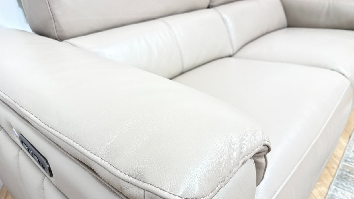 Sofology Fratelli Leather 2.5 Seater Power Recliner/Headrest in Trusty Embossed Stone