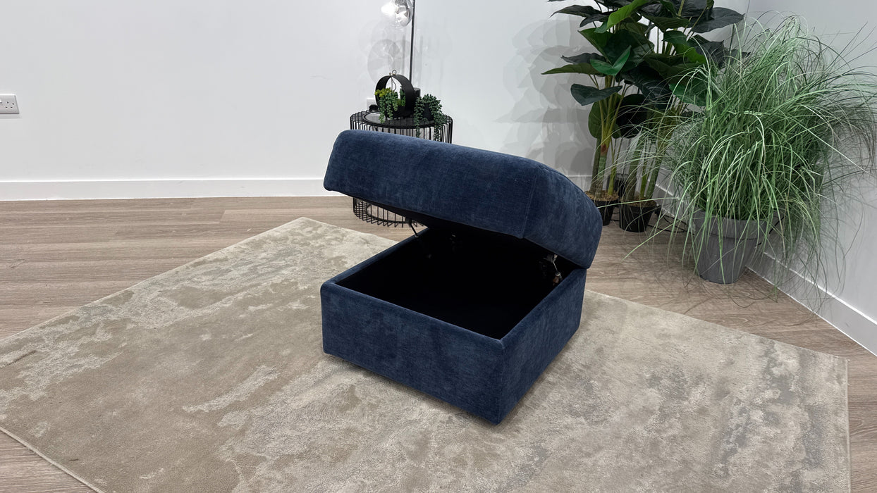Sofology Sasso Fabric Storage Footstool in Soft Relaxed Chenille Denim