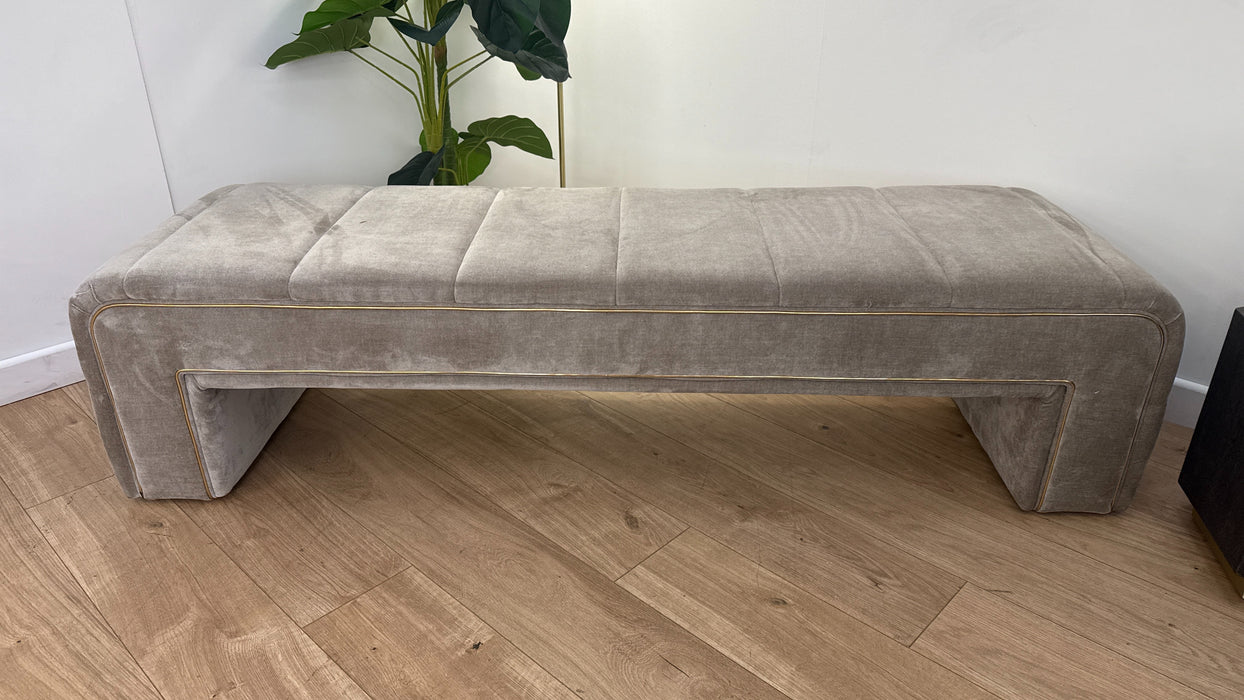 Sofology The Oscar Footstool in Super Matt Velvet Ecru All Over