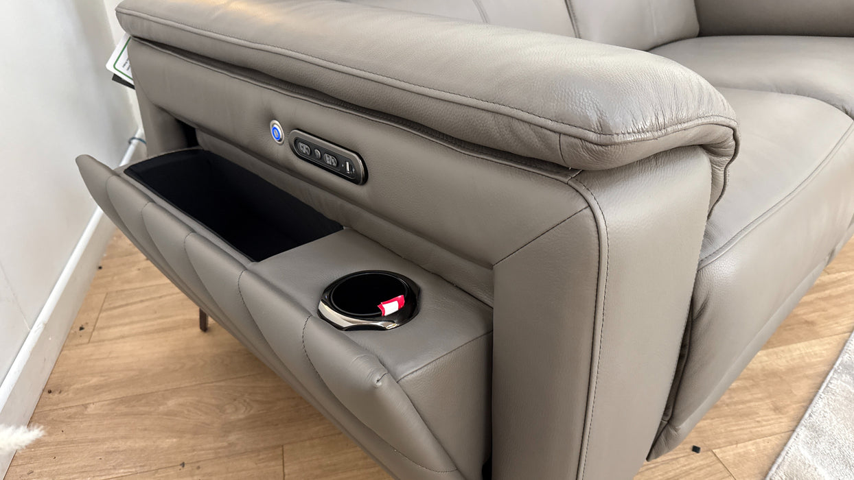 Sofology The Fratelli Leather 2 Seater Power Recliner/Headrest in Trusty Embossed Elephant