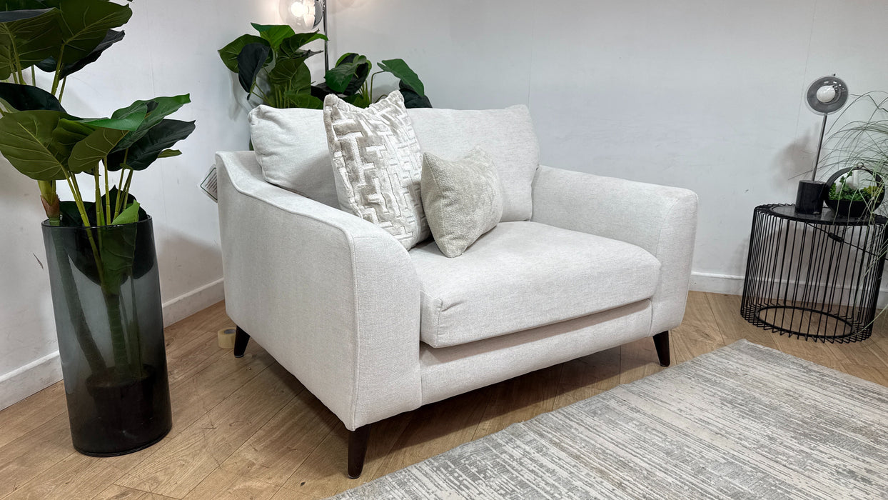 Sofology Mayfair Fabric Loveseat Foam Seat in Linen Look Chenille Mist/Pearl Mix
