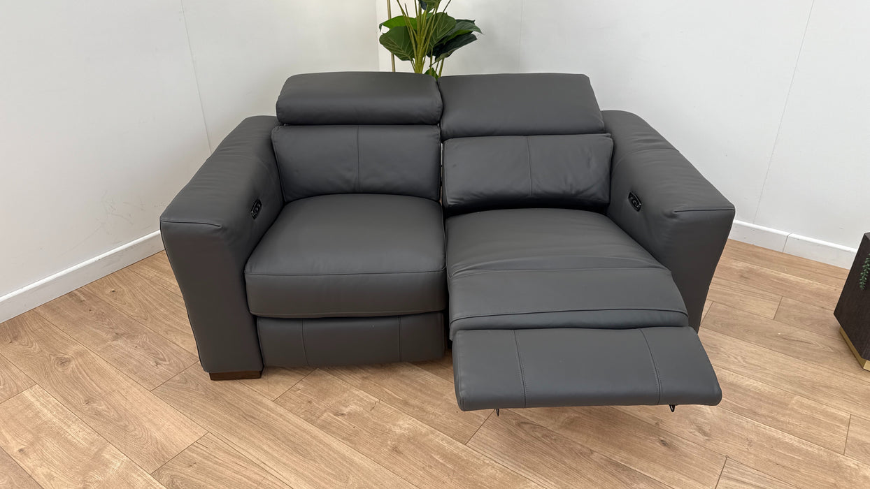 Sofology Metropolitan Leather 2 Seater Power Recliner in Trusty Matt Charcoal