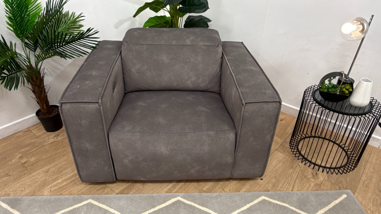 Sofology Horizon Fabric Loveseat Power Recliner in Lifestyle Flecked Mocha