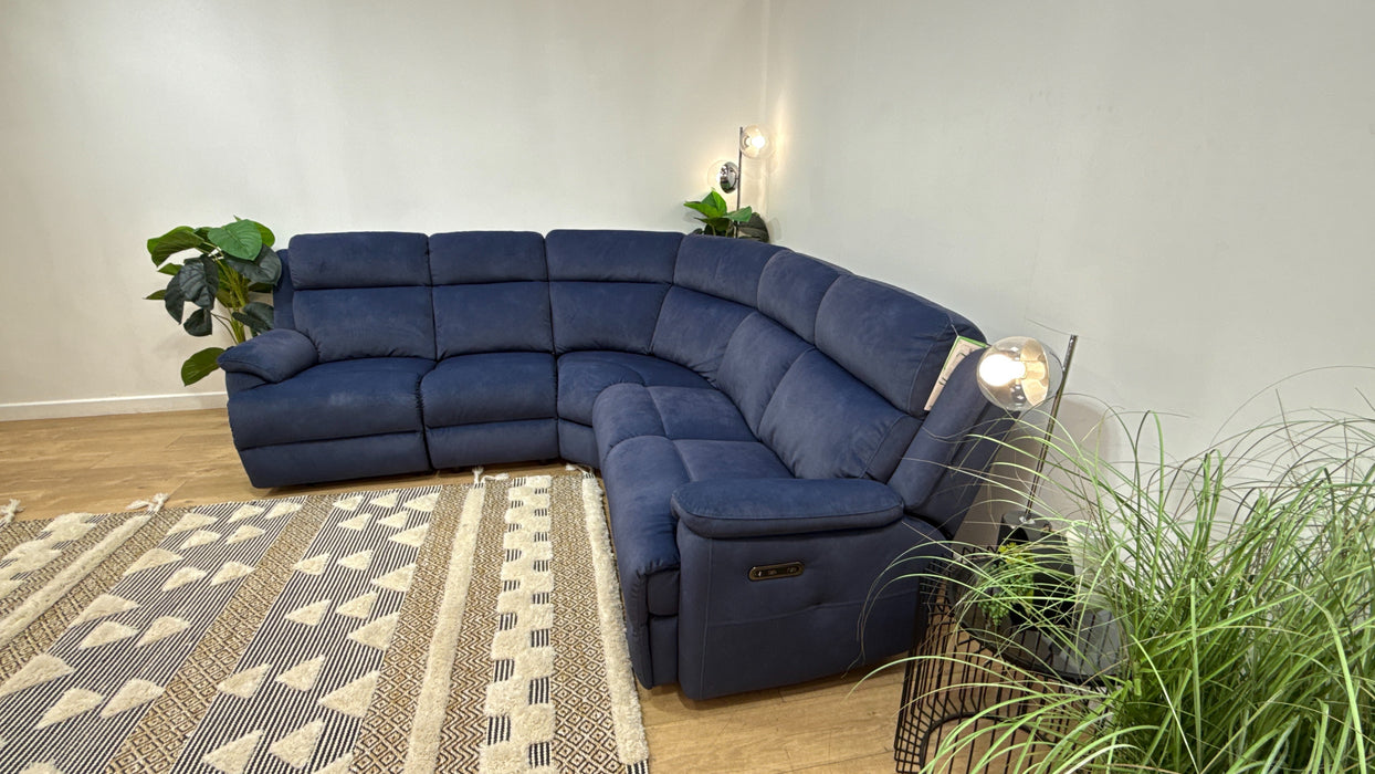 Sofology Gracie Fabric 1 Corner 3 Power Recliner in Lifestyle Flecked Navy