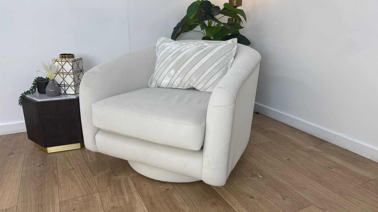 Sofology The Oscar Fabric Swivel Chair in Super Matt Velvet Ecru Mix