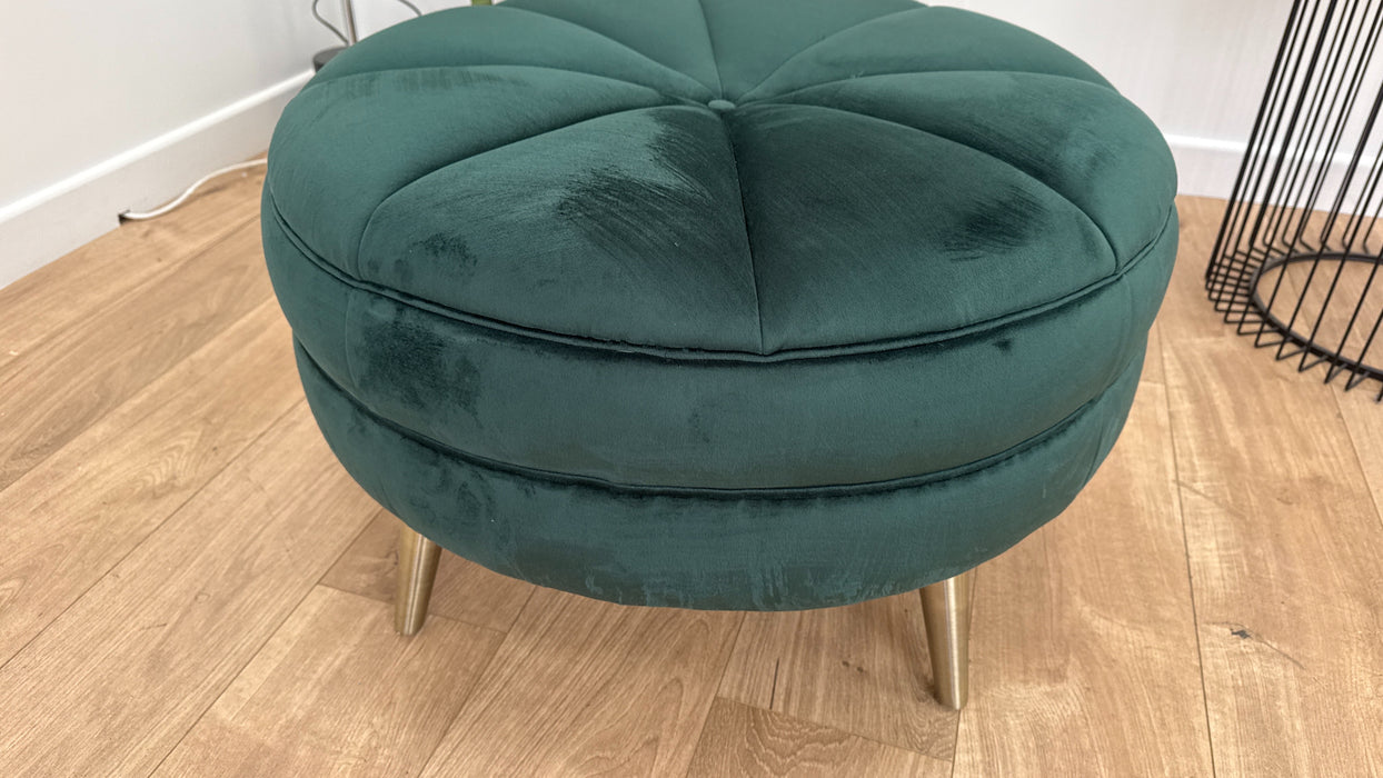 Perle Round Footstool - Fabric - Plush Honeycreeper