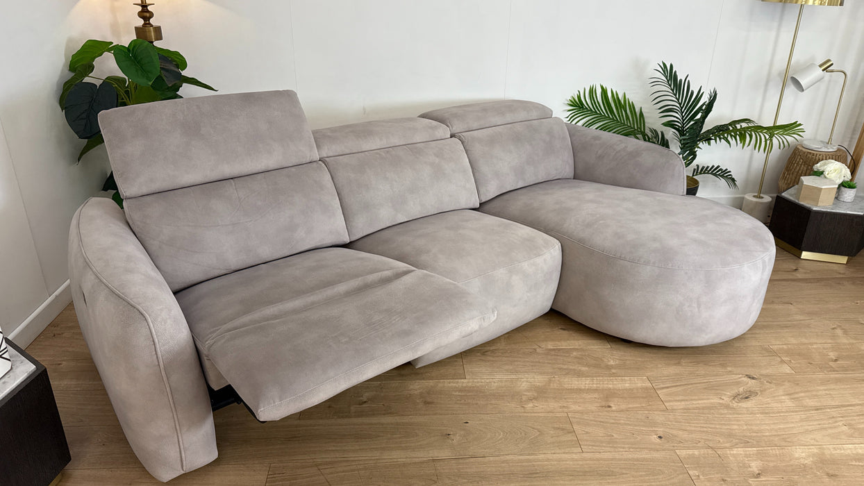 Sofology the Serene Fabric 3 Seater Chaise Power Recliner/Headrest in Lifestyle Mottled Marble